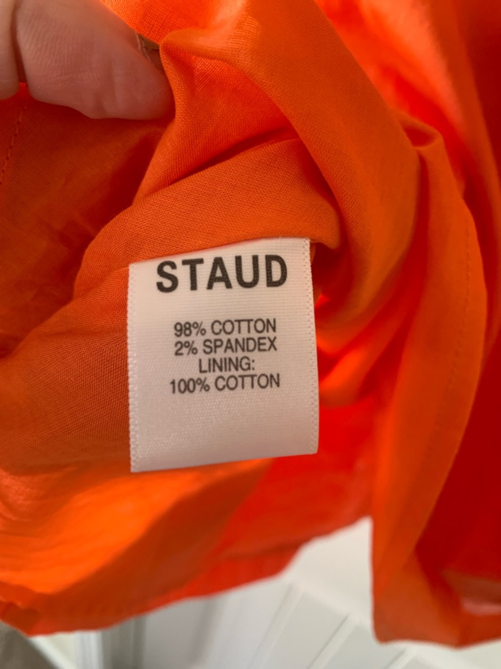 STAUD Women’s Elio Off-Shoulder Orange Button Babydoll Ruffle Mini Sun Dress 4 - Picture 5 of 14